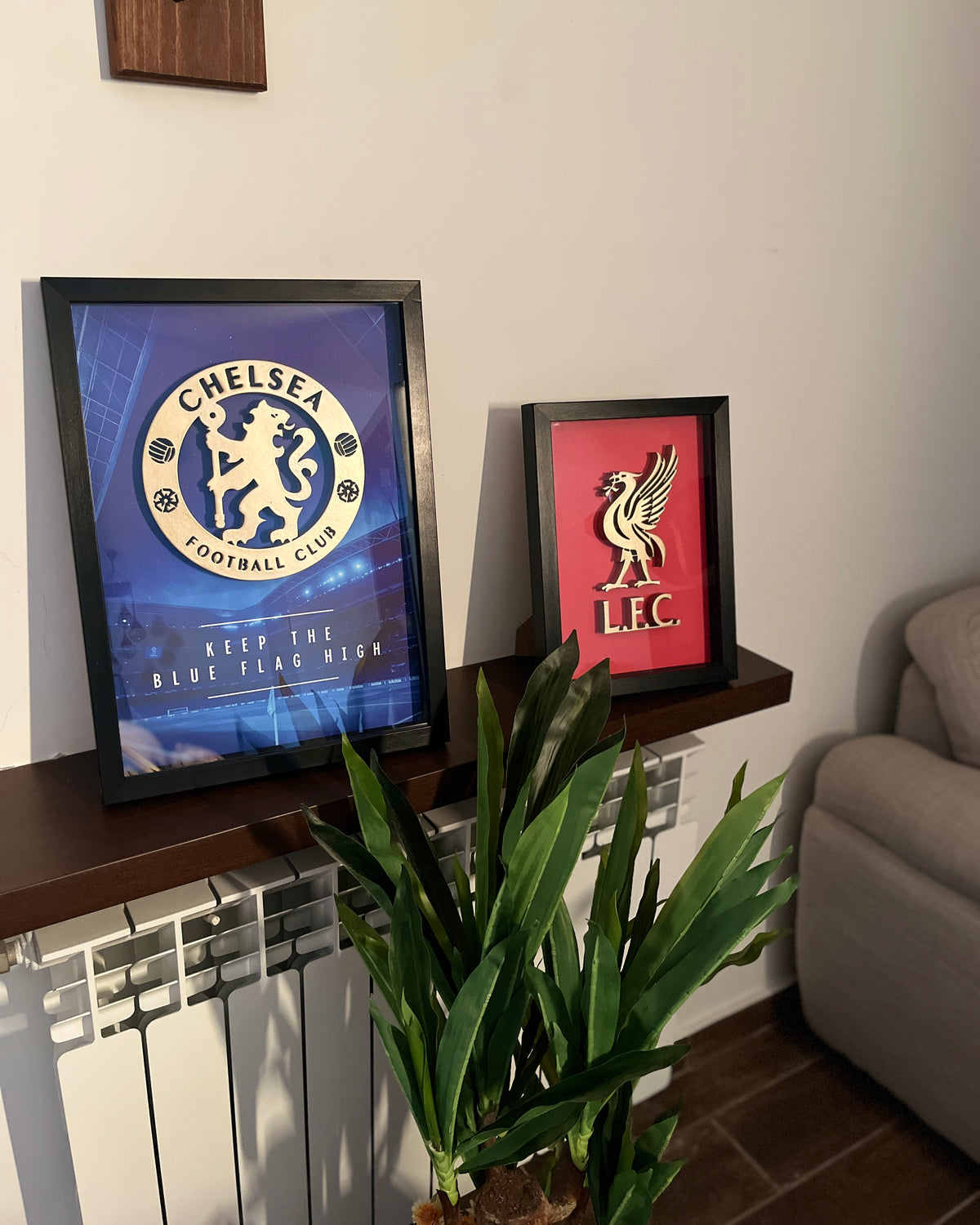 Large and Small, together on a shelf